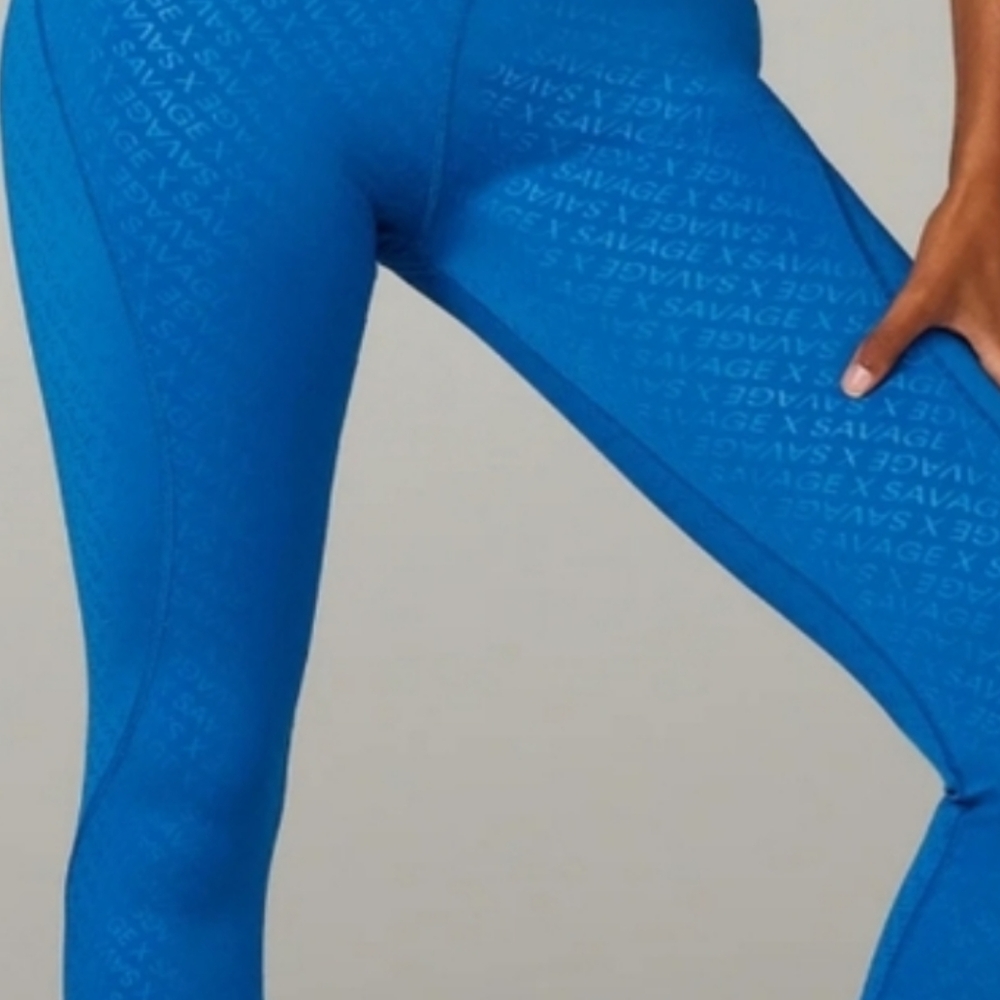 Savage X Fenty Flow Monogram Blue Leggings Brand New